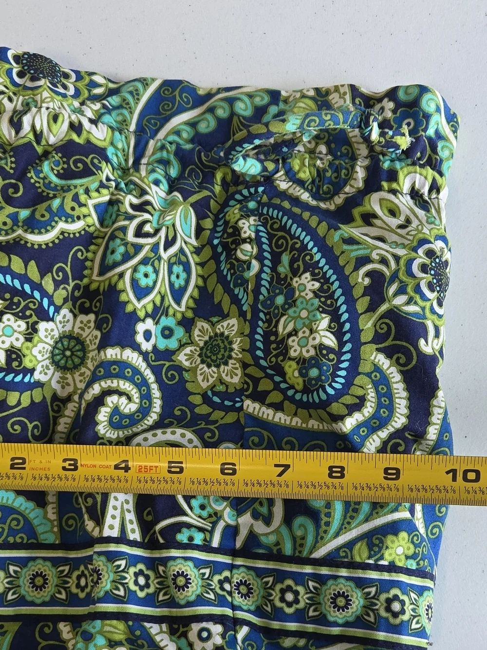Vera Bradley Navy Green Paisley Drawstring Lined Cosmetic Pouch Swimsuit Tote